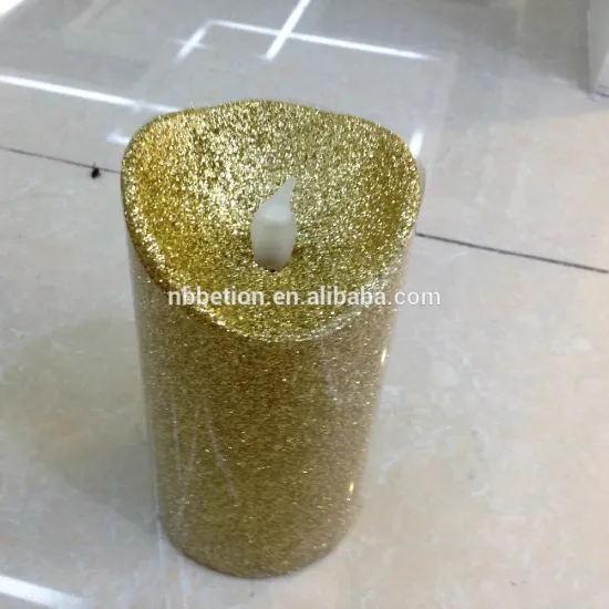 led flameless candles gold glitter led flickering flameless real wax candle
