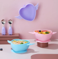 Latihan Bayi Jantung Silicone Bowl Spoon Fork Set