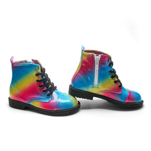 Botas de cuero de la patente de la moda del arco iris