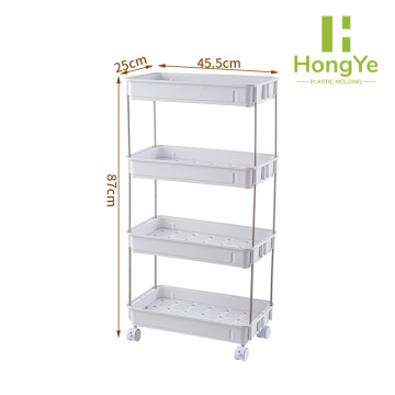 Carro de almacenamiento con ruedas blanco de 4 niveles para usos múltiples