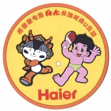 high sale embossing lovely fuwa pattern soft pvc logo coaster