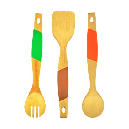 2019 hot sale Spoon wooden kitchen cooking tool sets with bamboo or wooden