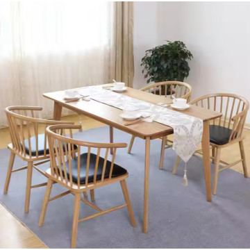 wood and leather dining chair Black Solid Wood Chair for Casual Restaurant Seating Manufactory