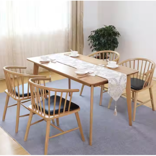 wood and leather dining chair Black Solid Wood Chair for Casual Restaurant Seating Manufactory