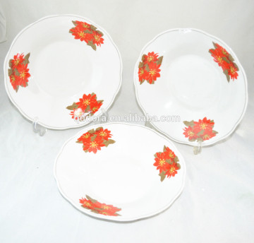Embossed white porcelain soup plate