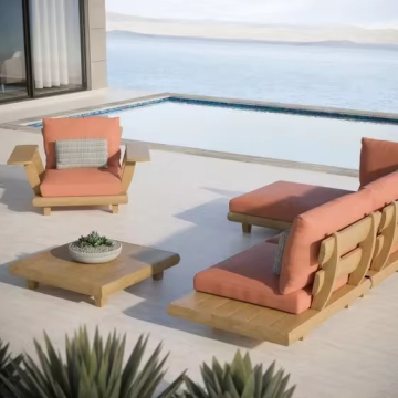 Modern Waterproof Teak Wood Outdoor Sofa for Living Room and Garden