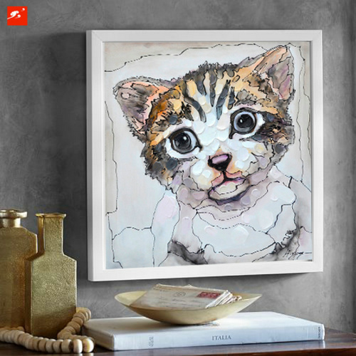 Pensive Dog Cat Portrait Canvas Prints