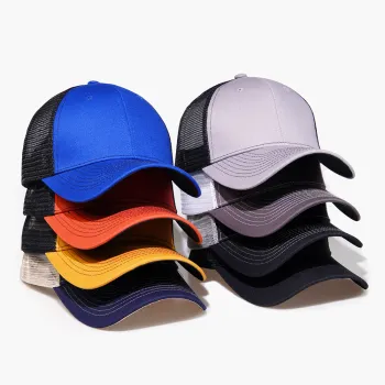 Custom Logo 6 Panel Mesh Sports Hats - Gorras Trucker Caps with Curved Brim