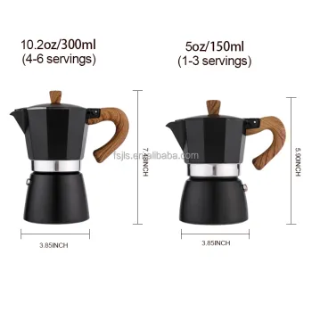 High Quality Italian Wood Stainless Steel Stovetop Espresso Maker Aluminum Coffee Moka Pot