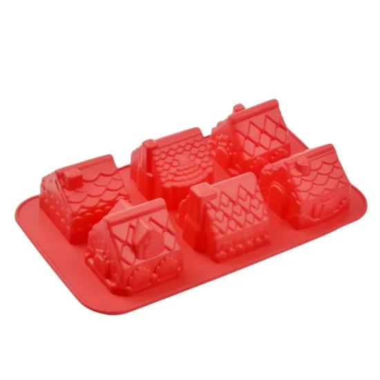 Affordable 6-Cavity Silicone Christmas Gingerbread House Cake Mold