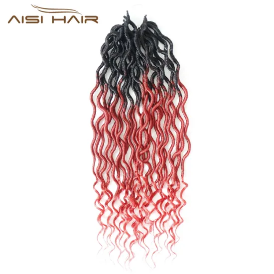Aisi Hair Crochet Goddess Locs Hair Extensions Synthetic Faux Locs Ombre Curly Afro Crochet Braids Hairpieces