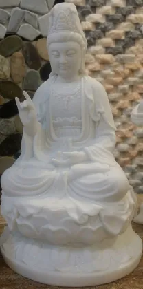 White Jade Marble Chinese Guanyin Buddha Statue for Home Decor