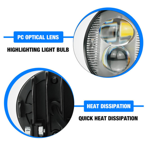 LiuHJG Motorcycle Led Fog Light 12-80V Round 2 Lens Spotlight Refit High Brightness Four Colors with Flash Driving Lights