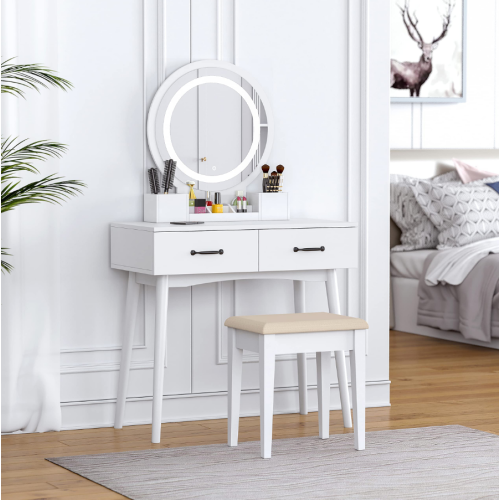 LED Lights Makeup Dressing Table with 2 Drawers