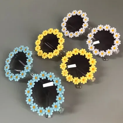 Cute Flower Sunglasses for Kids - Feirong Vintage UV400 Toddler Shades