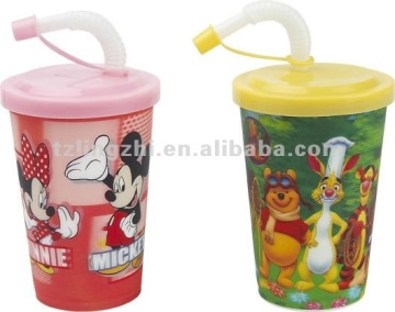 Hot selling 2012 newest 3D mickey design 500ml children straw cup