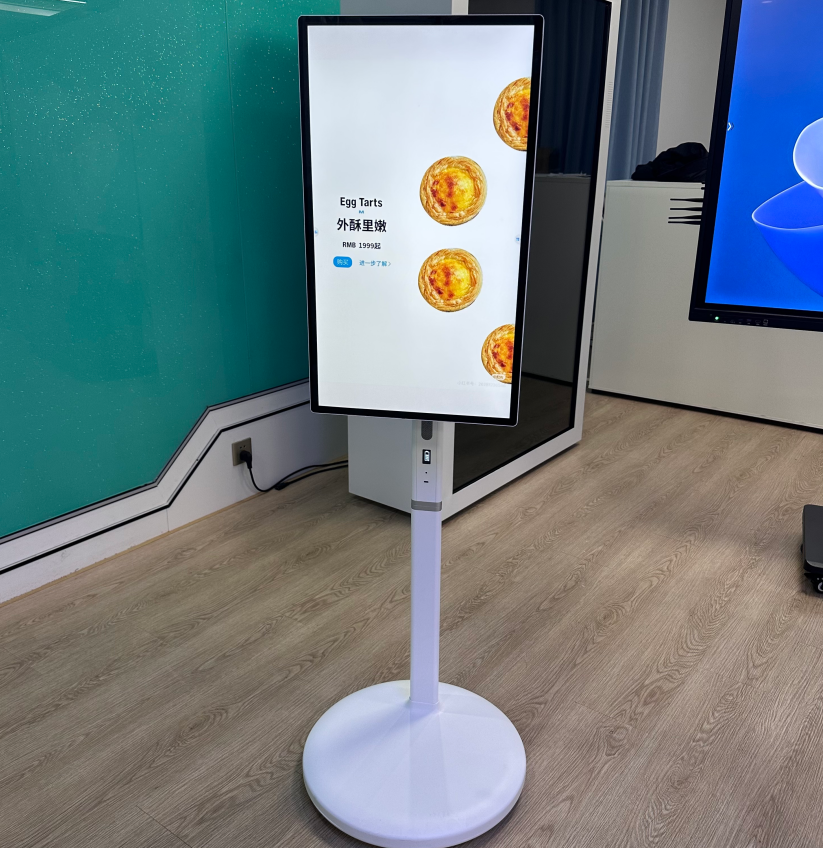 עמדת LCD ניידת פנימית סיבובית מקצועית ללובי ארגוניים ותצוגת מידע משרדית חכמה