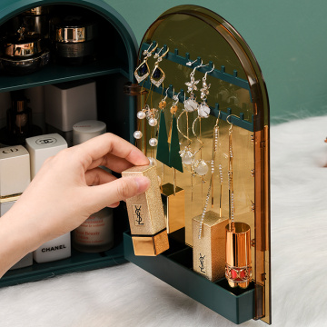 Makeup Organizer With Rotatable Mirror And Light