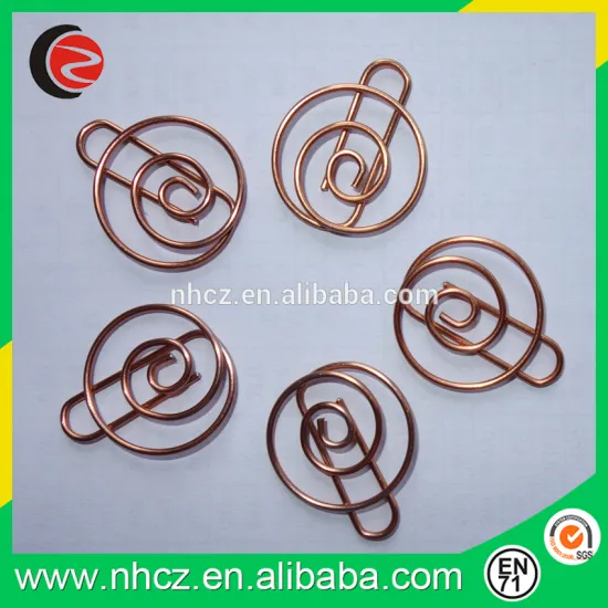 Rose gold color round shaped paper clips