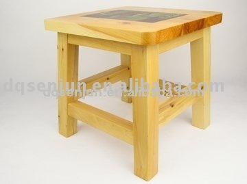 painted square wooden stool