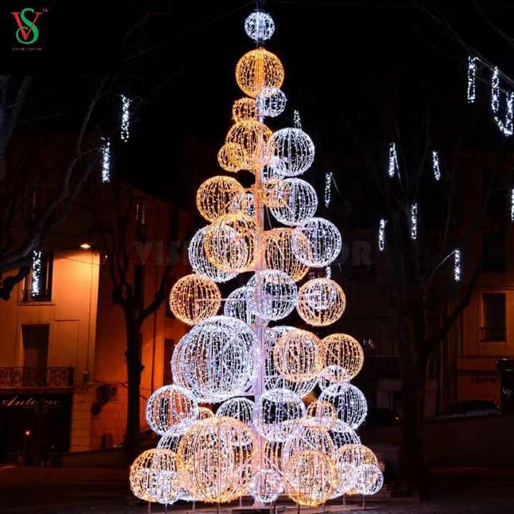 Custom Large Outdoor Neon Christmas Tree 30ft LED Lighted Ball