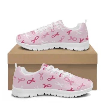 Custom Logo Pink Ribbon Breast Cancer Awareness Running Shoes - Drop Shipping Available