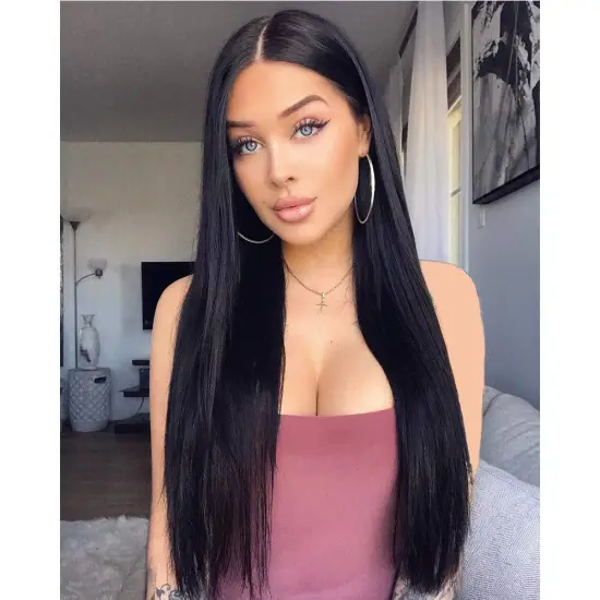 Hot Sale Long Straight Black Wig Heat Resistant Synthetic Wig Natural Hair Wig for Black Women 26 inches