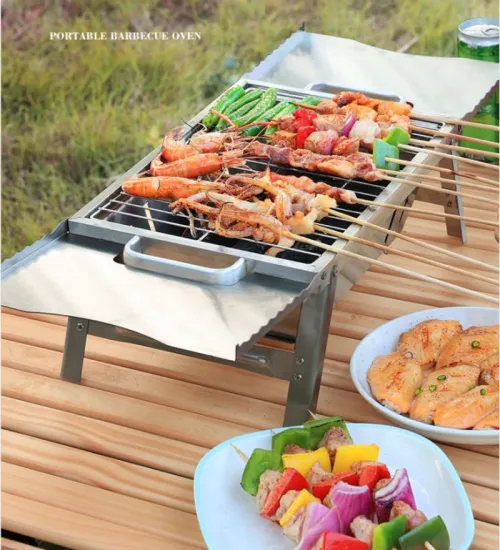 Folding Portable Stainless Steel Barbeque Grill Outdoor Charcoal BBQ Grill