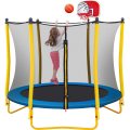 Trampolim para crianças com bola de borracha de argola de basquete