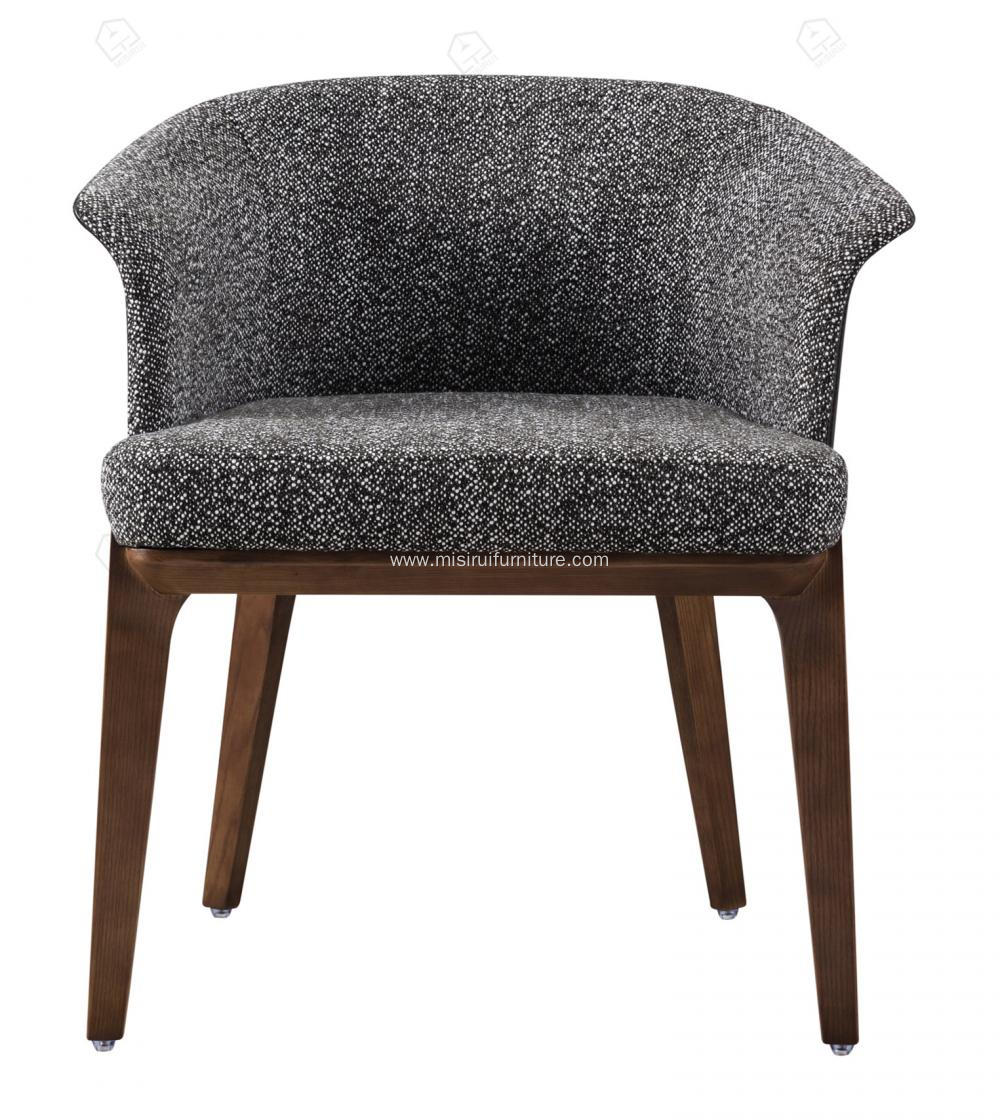 Grey cotton linen and leather Designer single chairs