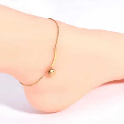 18K Gold Plated Smiley Bead Fashion Anklet - Wholesale Waterproof Stainless Steel Anklet for Women