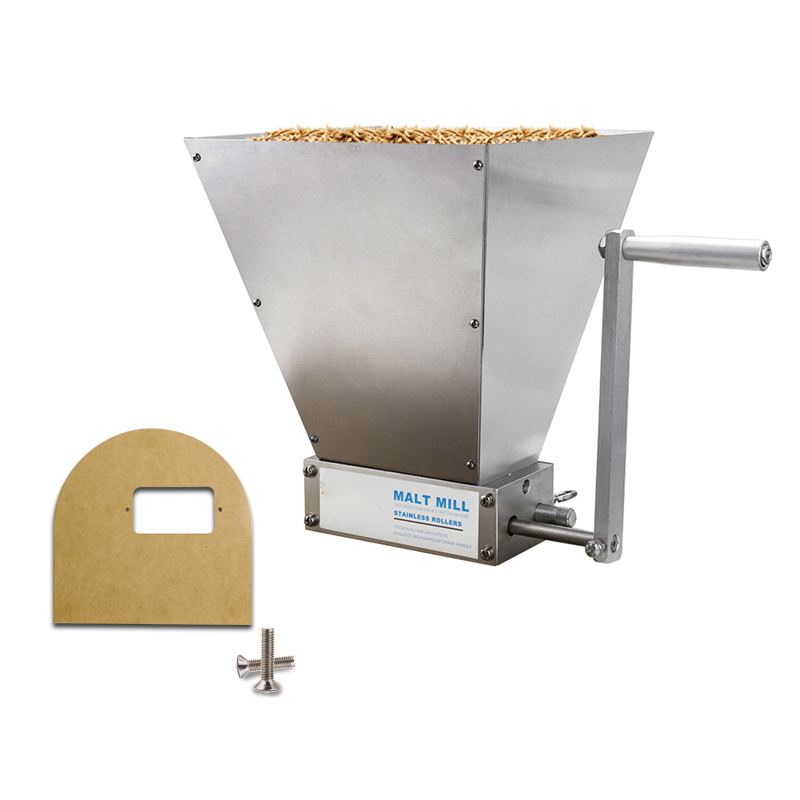 Stainless Grains Malt Mill Grinder With Wooden Base Barley Crusher For Homebrew 2-Roller Manual Corn Food Powder Machine