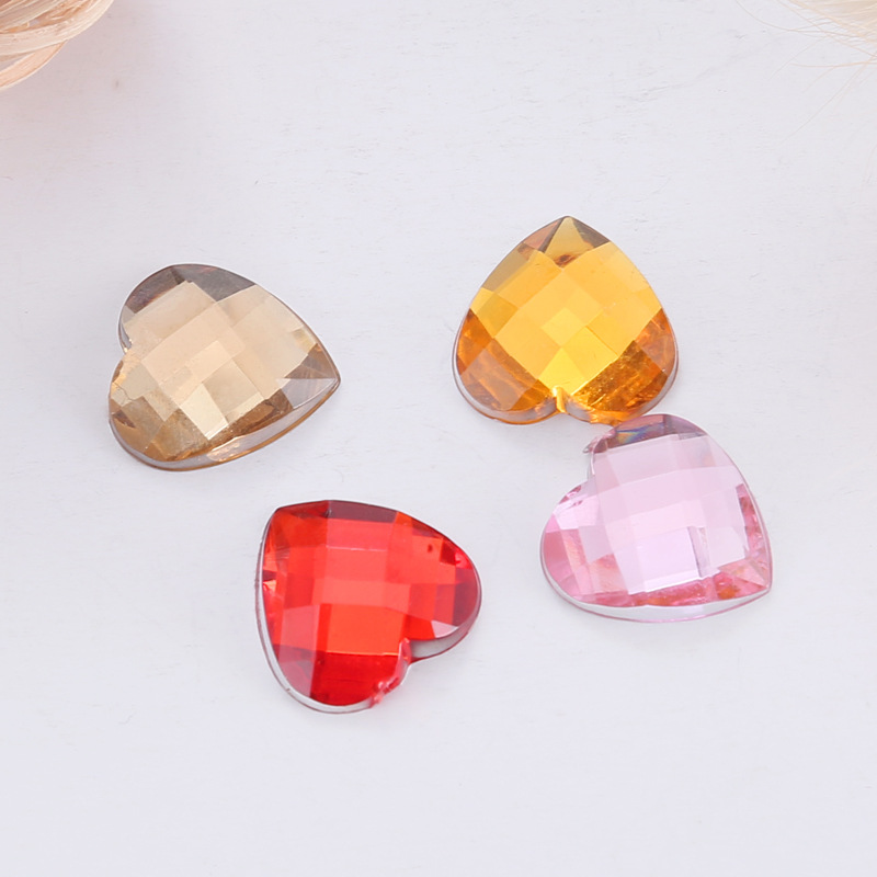 Assorted solid transparent color flat acrylic heart stones