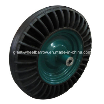 Rubber Solid Wheel for Wheelbarrow 10"X3" with Metal Rim