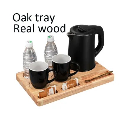 Easy Storage Real Wood Oak Tray for Hotels and Kettle Sets