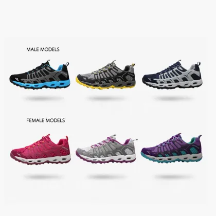 BST031 Summer Outdoor Shoes Breathable Men No slip Black Hiking Leather Shoes