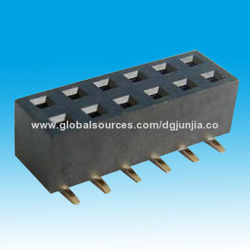 Female Connector with 2.54mm Pitch, 4.3mm PCB Mount SMD, Double-row Type, Nylon 6T and Gold Flash