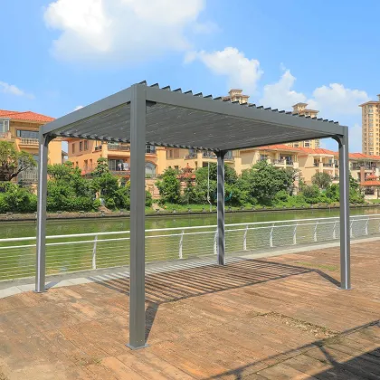 Waterproof Aluminum Gazebo with Louvres and Remote Control Pergola for Patio and Garden