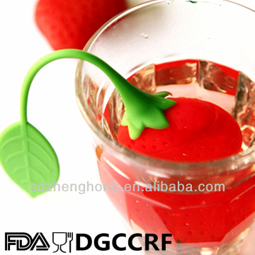 unique tea ware strawberry shape food grade silicone tea bag strainer tea infuser