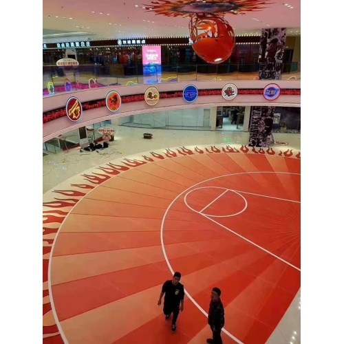 Printed vinyl floor for multiuse sports court