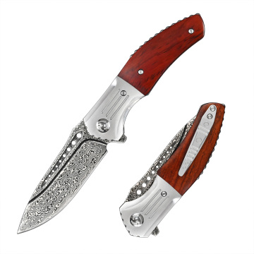 EDC Outdoor Tactical Pocket Knife: Survival, Self Defense, and Camping with VG10 Damascus Folding Blade