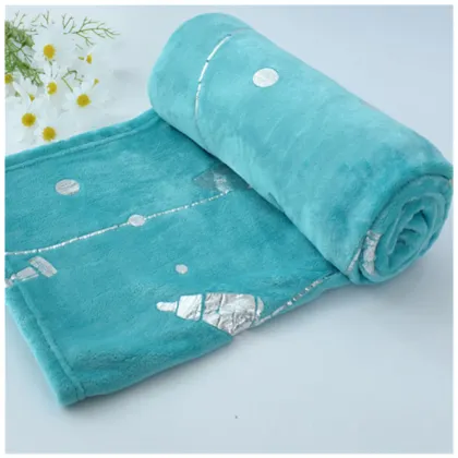 Factory Custom Coral Velvet Simple Solid Color Silver Printed  Soft Bed Blanket Gift Blanket