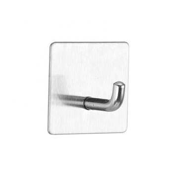 201 Stainless Steel Square Self-Adhesive Coat Hook - Silver Bathroom Kitchen Bedroom Hook
