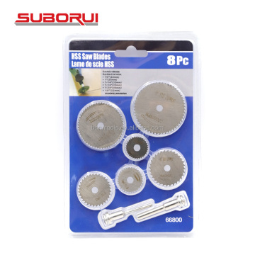 SUBORUI Multifunctional 8pcs HSS Mini Circular Saw Blade Set for Rotary Tool