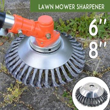 6 inch /8 inch Steel Wire Grass Trimmer Head Tray Brush Cutter Rotary Wheel Edge Head Dust Removal Safe For Lawn Mover Part Tool