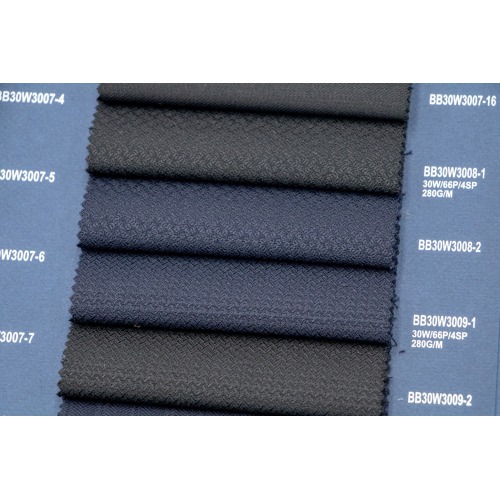Black Herringbone 30% Wool Fabric