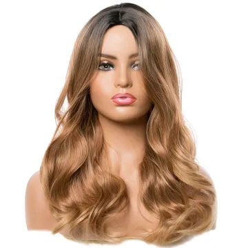 Body Wave Wigs Black Golden Middle Part Cosplay Synthetic Wigs For Women Long Hair Wigs hair Mix Ombre