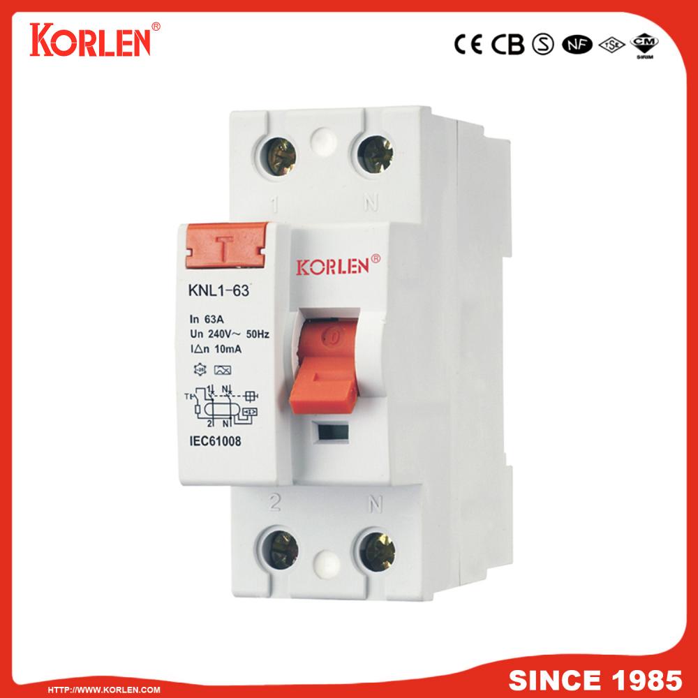 Residual Current Circuit Breaker KNL1-63 3KA TUV 4P