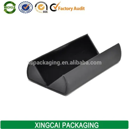 black leather triangle metal spectacle case box