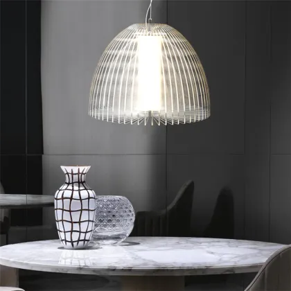 Chrome Metal Cage LED Pendant Lamp - Retro Lantern Nordic Lighting